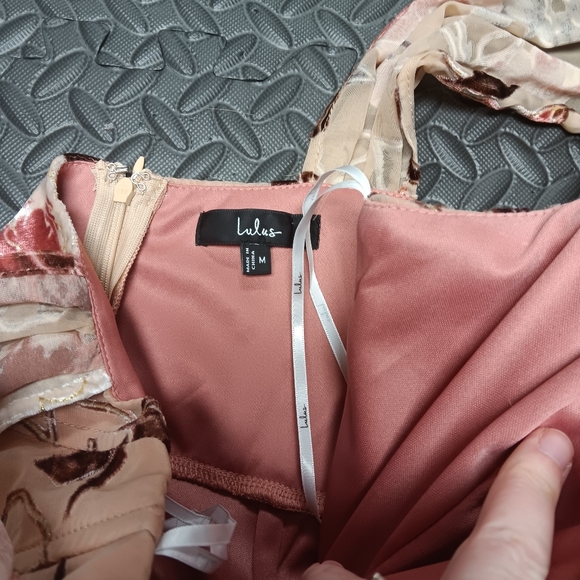 Lulus Composed Beauty Blush Pink Burnout Velvet Dress Medium - Picture 5 of 8